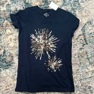 Women's Navy Fireworks Graphic Tee